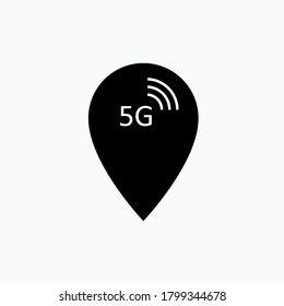 5G Network Location Icon. Internet Connection Symbol - Vector.