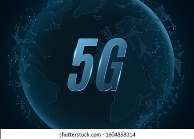 5g Network Map Planet Earth Geometric Stock Vector (Royalty Free ...