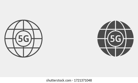 Símbolo de icono de símbolo de icono de vector lleno y contorno de red 5g