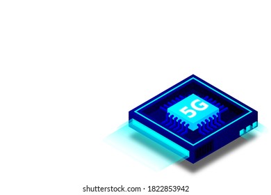 	
5G network processor illustration. Mobile wireless internet of next generation. Isometric futuristic micro chip. micro chip illustration. PC mainboard illustration background. 3D isometric hardware.