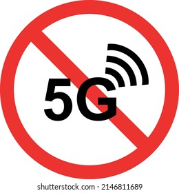 5G network prohibited sign. Forbidden signs and symbols.