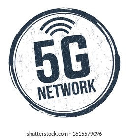 5G network sign or stamp on white background, vector illustration