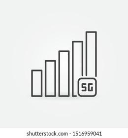 5G Network Signal vector concept icon or symbol in thin line style