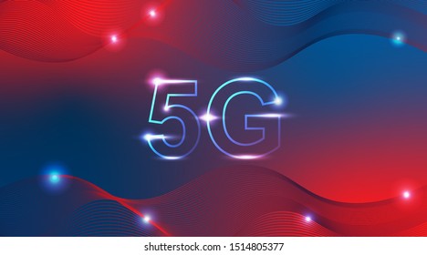 5G network system on abstract background. New generation mobile networks and internet. Business technology concept.