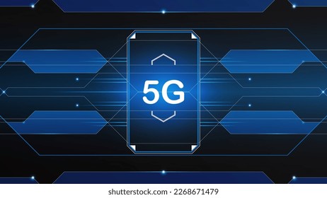 5G network technology background concept. 5G wireless Wi-fi connection internet, data, circle line, lights, technology Abstract, vector. 5G for web banner, web site, communication, transformation.