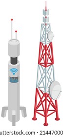 5G Network Technology. Communication Tower Wireless High Speed Internet. Base Station, Mobile Data Tower, Cellular Equipment, Telecommunication Signal Transmitter, Antenna. Connection Equipment