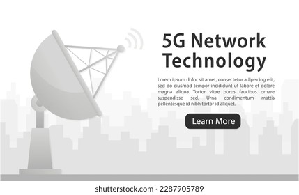 5G network technology. Communication tower wireless high speed internet. Concept of fastest internet. Home network. Business concept. Abstract background. Internet technology. Vector illustration