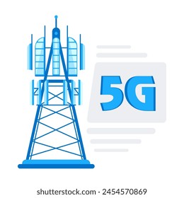 5G network technology. Communication tower wireless. Base station, mobile