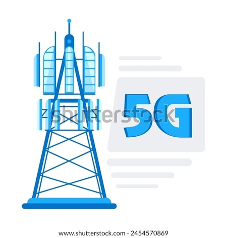 5G network technology. Communication tower wireless. Base station, mobile