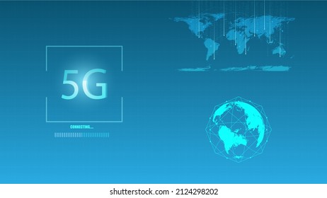 5G network technology, Global network connection future innovation technology 5G network wireless systems and internet of things or IOT. vector illustration.