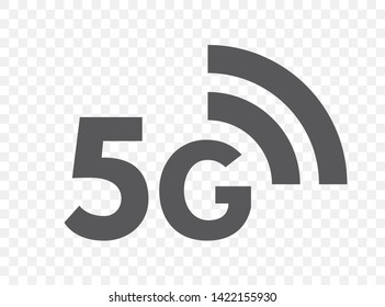 5G network technology icon. Fifth generation wireless internet symbol isolated on transparent background