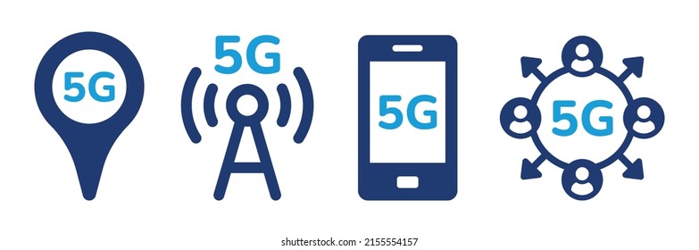 5G network technology icon set. Internet tower, mobile networks, cellular, Wi-Fi icon vector isolated on white background.