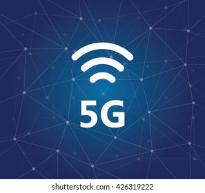 5g network technology icon symbol with blue dot galaxy background vector graphic illustration