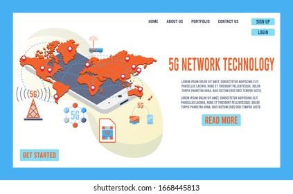 5G network technology web templates. Easy to edit and customize. Vector illustration