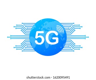 5g network technology. Wireless mobile telecommunication service concept. Marketing website landing template. Vector stock illustration.