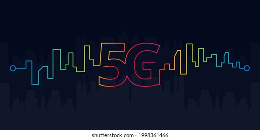 5G network wireless connection. Internet Wi-fi signal speed, connection technology smart city concept. Vector illustration