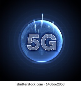 5G network wireless internet Wi-fi connection. Smart city and communication network concept. High speed, broadband telecommunication. vector design.