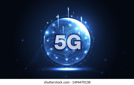 5G network wireless internet Wi-fi connection. communication network concept. High speed, broadband telecommunication. vector design.