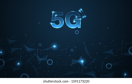 5G network wireless internet Wi-fi connection and internet of things with modern.  high speed innovation connection data rate technology vector illustration.