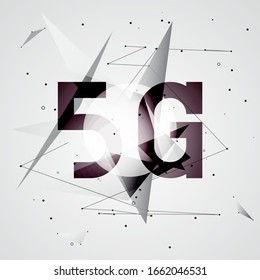Conexión inalámbrica a Internet de red 5G y conexión a Internet de cosas con el moderno perfil de la ciudad.Concepto de ciudad inteligente y red de comunicación. Telecomunicaciones de banda ancha de alta velocidad. diseño vectorial.