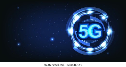 5G network wireless internet Wi-fi connection. Concept of 5G communication technology rapid development. Vector.