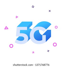  5G network wireless logo.  High-speed mobile Internet. Vector illustration