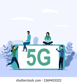 5G network wireless system wifi connection, high-speed mobile Internet. using modern digital devices, business concept vector illustration