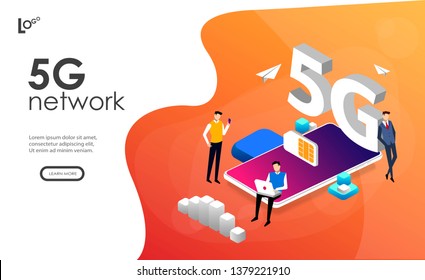 5G network wireless system wifi connection vector illustration concept.  can use for, landing page, template, ui, web, homepage, poster, banner, flyer