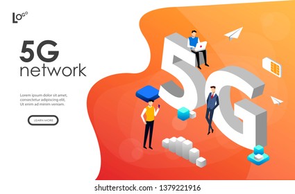 5G network wireless system wifi connection vector illustration concept.  can use for, landing page, template, ui, web, homepage, poster, banner, flyer