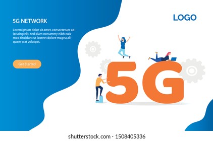 5G network wireless system wifi connection vector illustration concept. Communication network, Business concept. Flat illustration with mobile network. Can use for template, ui, web, homepage, poster.