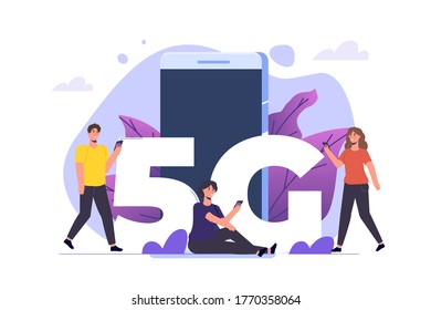 5G network wireless systems, High-speed mobile Internet concept. Vector illustration