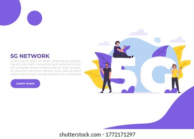 Sistemas inalámbricos de red 5G, concepto de Internet móvil de alta velocidad. Ilustración del vector