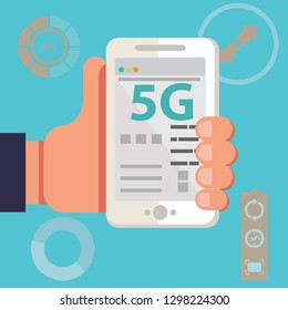 5G network wireless systems and internet vector illustration. Communication network, Business concept. - Vector illustration