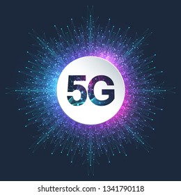 5G network wireless systems and internet vector illustration. Communication network. Business concept banner. Artificial Intelligence and Machine Learning Concept Banner.