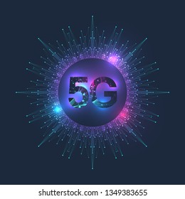 5G network wireless systems and internet vector illustration. Communication network. Business concept banner. Artificial Intelligence and Machine Learning Concept Banner.