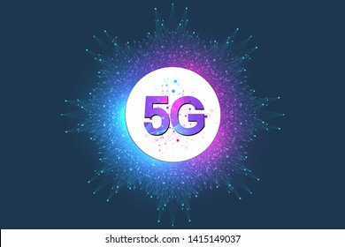 5G network wireless systems and internet vector illustration. Communication network. Business concept banner. Artificial Intelligence and Machine Learning Concept Banner.