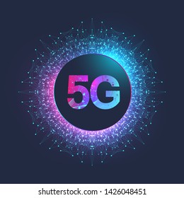 5G network wireless systems and internet vector illustration. Communication network. Business concept banner. Artificial Intelligence and Machine Learning Concept Banner.