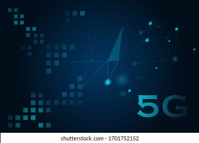 5G network wireless systems and internet of things, Smart city and communication network. 5G wireless mobile internet wifi connection. High technology in information age. Vector illustration.