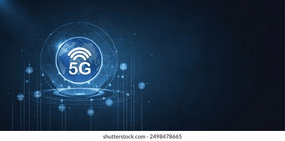 5G network wireless systems and internet technology concept. smart city communication network. 5G wireless mobile internet wifi connection data concept. vector.