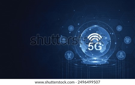 5G network wireless systems and internet technology concept. smart city communication network. 5G wireless mobile internet wifi connection data concept. vector.