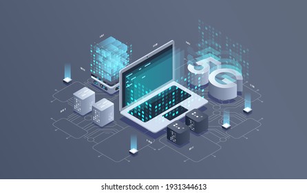 5G Network Wireless Technology. Communication Network, Business Isometric Concept.