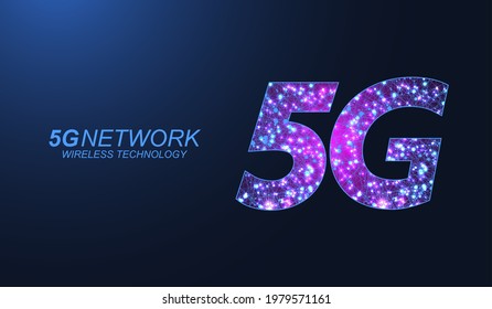 5G network wireless technology concept. 5G web banner icon for business and technology, signal, speed, network, big data, technology, IoT and traffic icons.