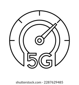 5G network wireless technology. Digital speed meter concept with 5G icon