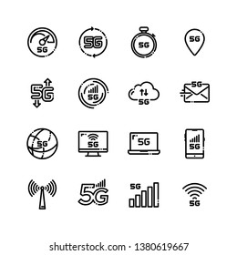 5G network wireless technology icons