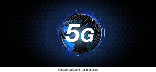 ilustración de tecnología inalámbrica de red 5G. Ilustración vectorial de tecnología inalámbrica de red 5G. Teléfono inteligente isométrico con letras grandes 5G nueva conexión inalámbrica a internet. 