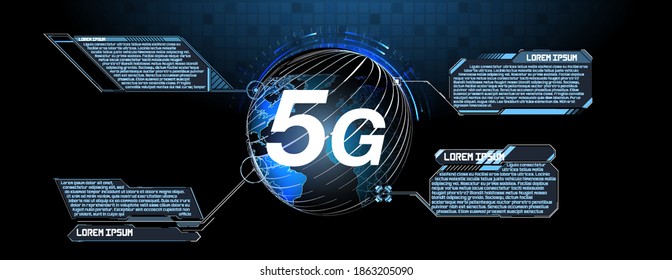 5G network wireless technology illustration. 5G network wireless technology vector illustration. Isometric smartphone with big letters 5G new wireless internet wifi connection. 