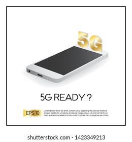 5G network wireless technology vector illustration. 5G and wireless symbol on a smartphone showing 5G technology adoption and roll out. EPS 10 vector.