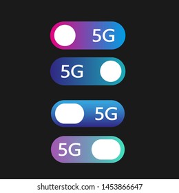 5G networks concept. Set of vector modern material style buttons. Different gradient colors. EPS 10