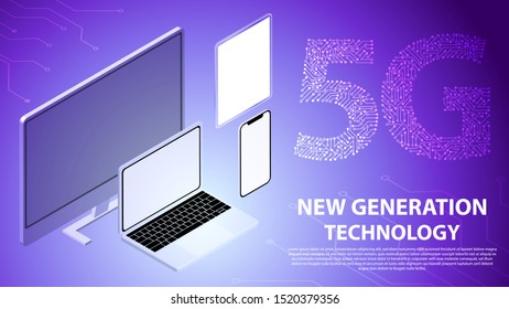 5G new generation technology with circuit board is background. network connection, fastest internet technology in future