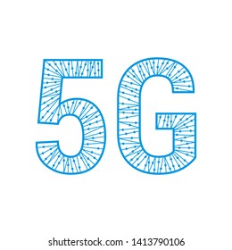 5G New generation wireless internet technology concept. Dot and line ornament inside 5g shape. Vector illustration